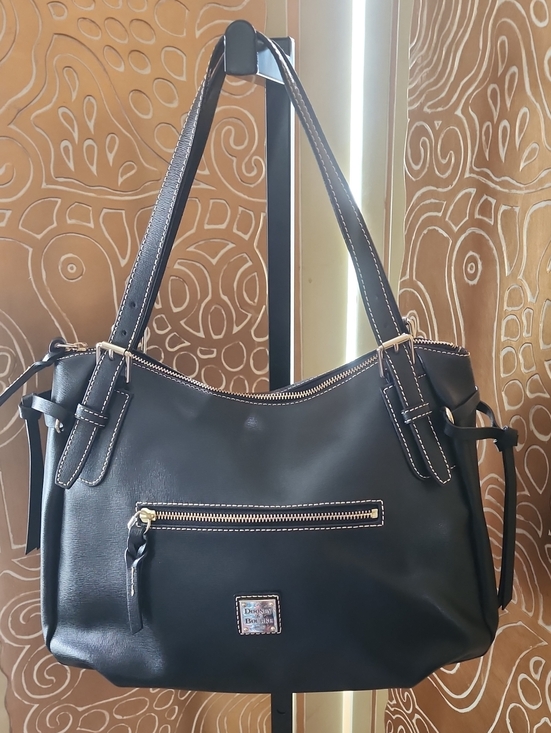 Dooney & Bourke Handbags - Dooney & Bourke Black Leather Shoulder Tote with Gold Hardware